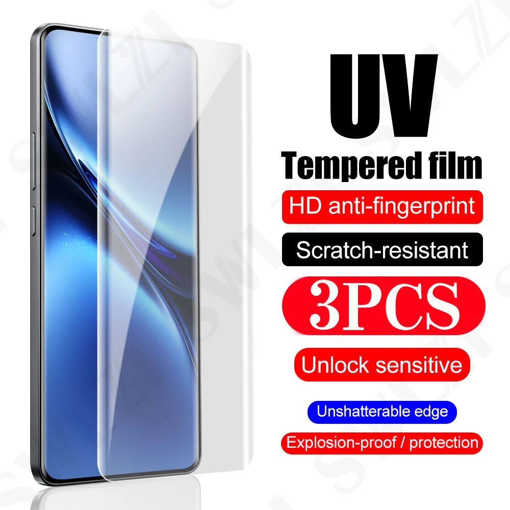 3Pcs UV Tempered Glass Protective Film for vivo X200 Pro X100 Ultra Glass Smartphone Screen Protector X90 X80 X60 S20 S19 Pro