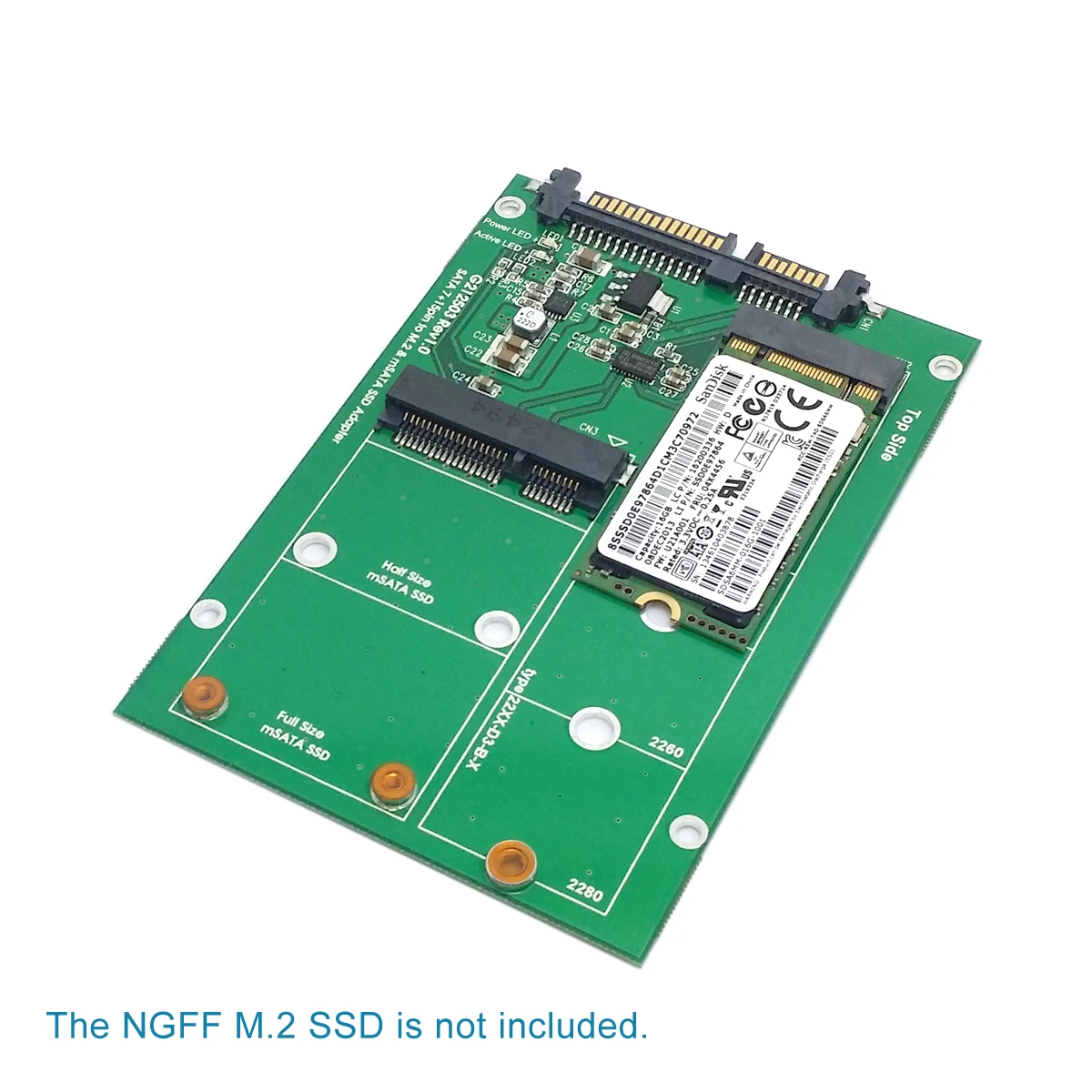 Cablec SATA 3.0 III 어댑터 컨버터 PCBA-2 in 1 콤보 미니 PCI- E 2 레인 M.2 NGFF 및 mSATA SSD