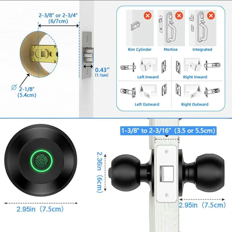 Bluetooth Tuya APP Control Smart Door Lock Keyless Door Handle Fingerprint Digital Electronic Door Lock