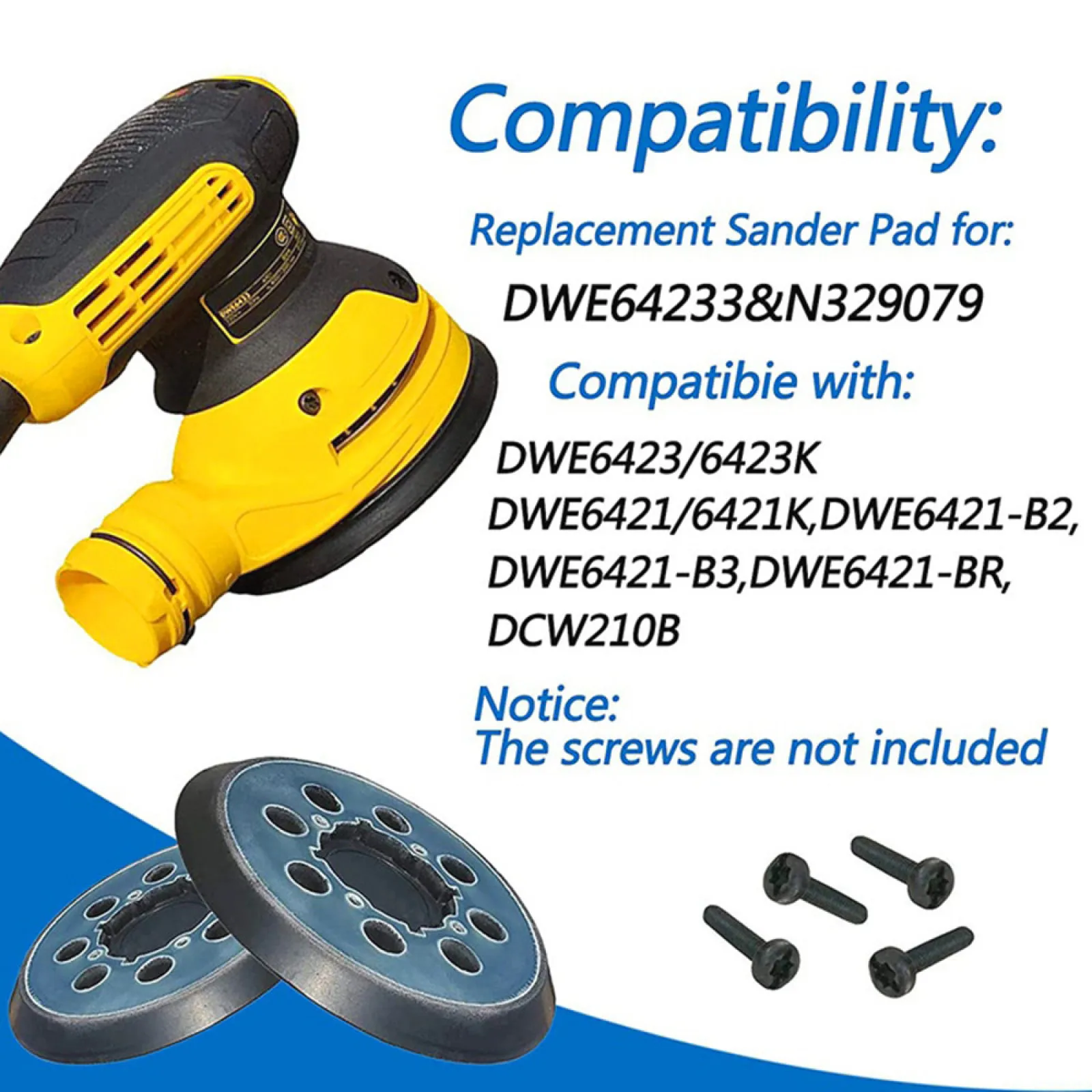 Imagem -05 - Backup Lixar Disco para Dewalt Lixadeira Orbital Gancho Loop Polimento Pad Backing Pads Ferramenta de Moagem Buracos Dwe64233 N329079