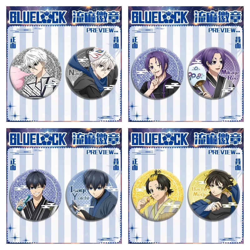 Anime BLUE LOCK Figures Nagi Seishiro Mikage Reo Isagi Yoichi Cosplay Metal Badge Bag Pins Fans Christmas Brooch Gifts 6CM