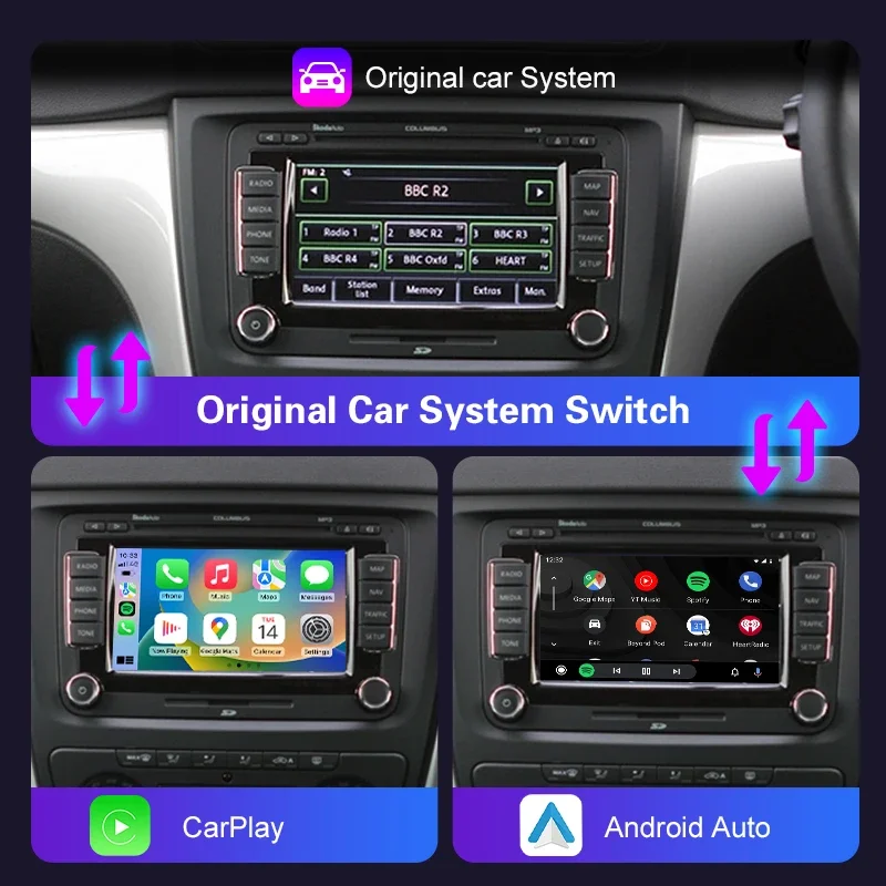 Wireless CarPlay For Skoda Superb II/ Yeti 2008-2017 Smart Android Auto Mirror Link AirPlay Support Front and Rear Cameras