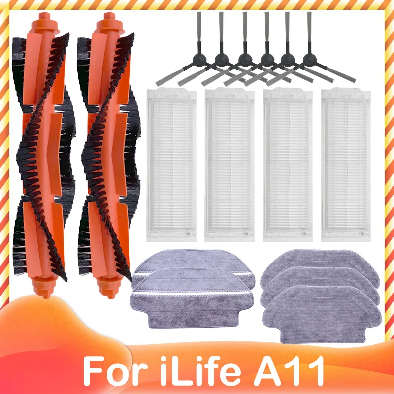 

For iLife A11 Robot Vacuum Cleaner Spare Hepa Filter Side Main Brush Cover Mop Holder Accessories Parts Kit