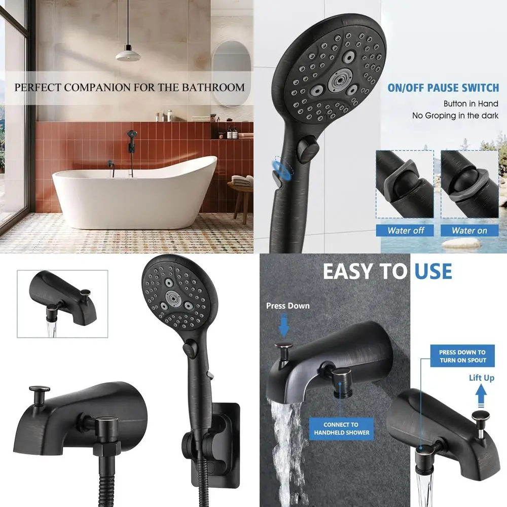 

6-Setting Oil Rubbed Bronze Handheld Shower with Sprayer and ON/OFF Switch