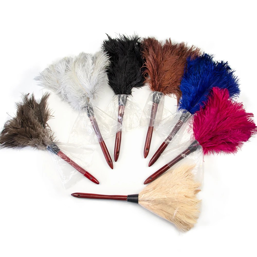 Ostrich Feather Duster 16inch New Arrival Wooden Handle Natural Feathers Household Cleaning Brush Car Interior Dust Removal Tool