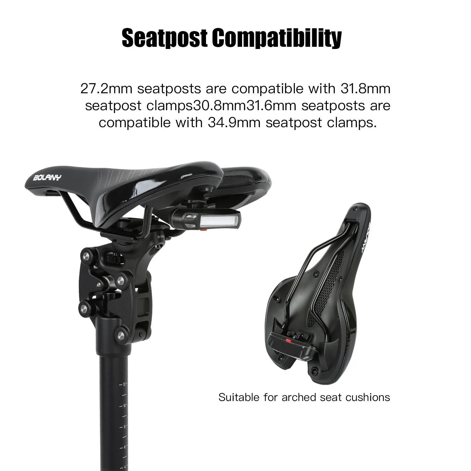 BOLANY MTB Suspension Seatpost 27.2mm/30.9mm/31.6mm Aluminum Alloy Four-link Shock Absorbing Road Bicycle Seat Tube