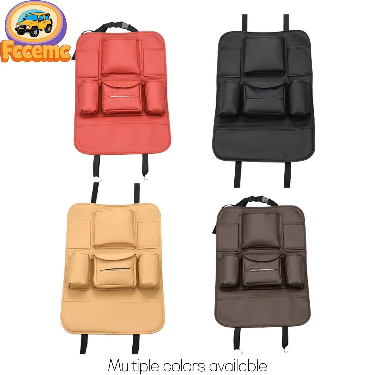 وسادة حماية خلفية لمقعد السيارة وحقيبة تخزين - منظم للصف الخلفي، عنصر تخزين داخل السيارة، ملحقات تلقائية