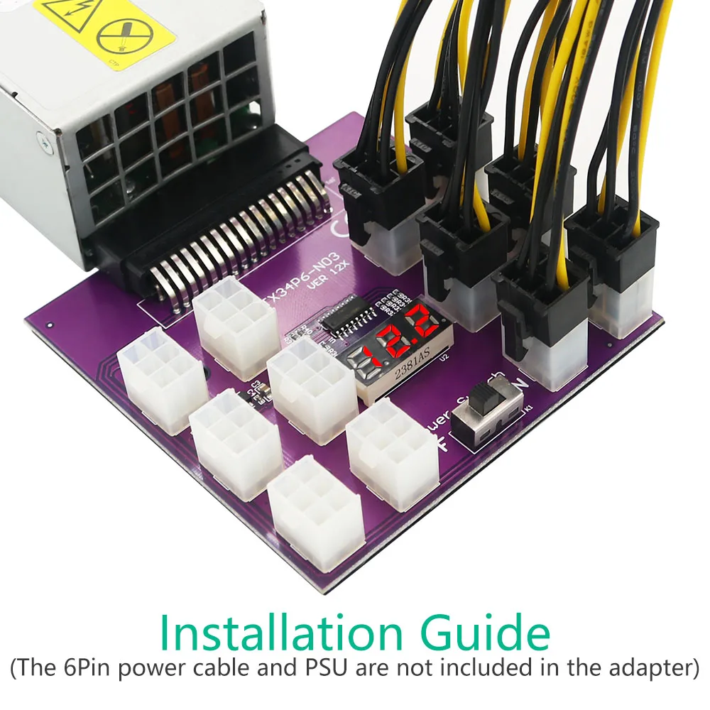 Upgrade Versie Voeding Breakout Board Met 12 Pcs Atx 6Pin Power Connector Voor Emerson 7001484 Voeding