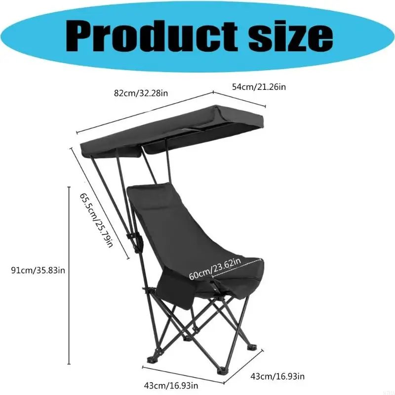 High Back Beach Outdoor Chair With Detachable Umbrellas Ergonomic Portable Folding Chair For Outdoor Activity 87HA