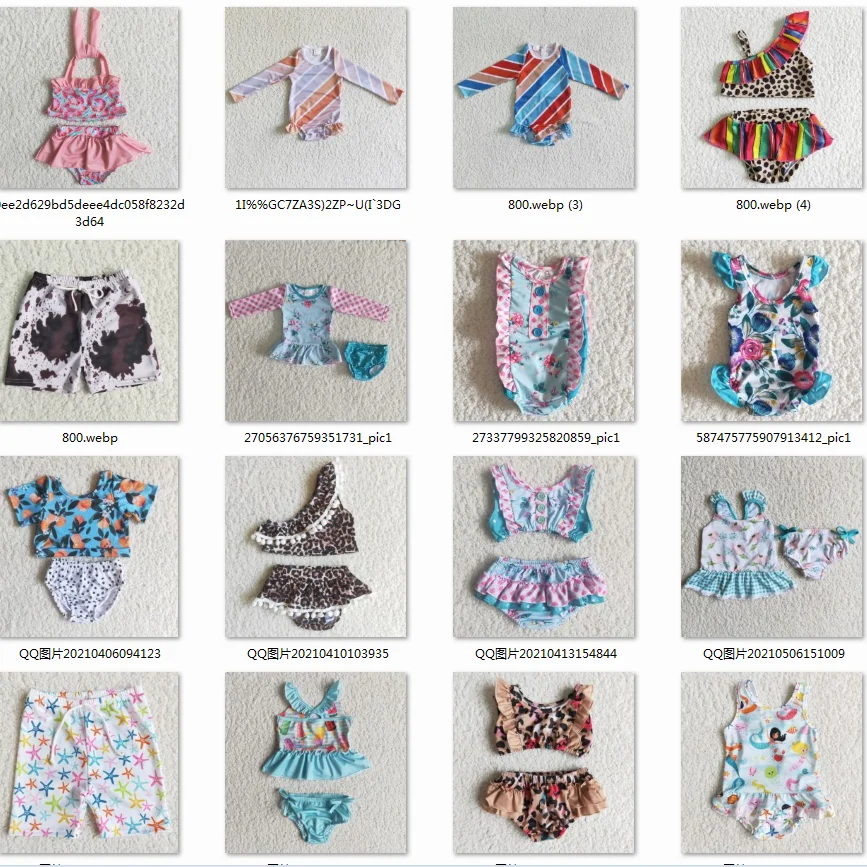 

Wholesale Kids Swimwear Bikinis Baby Girls Clothes Sets Peaches Shirt Dot Shorts Swimsuit Beach Children Bathing Swimming Suits