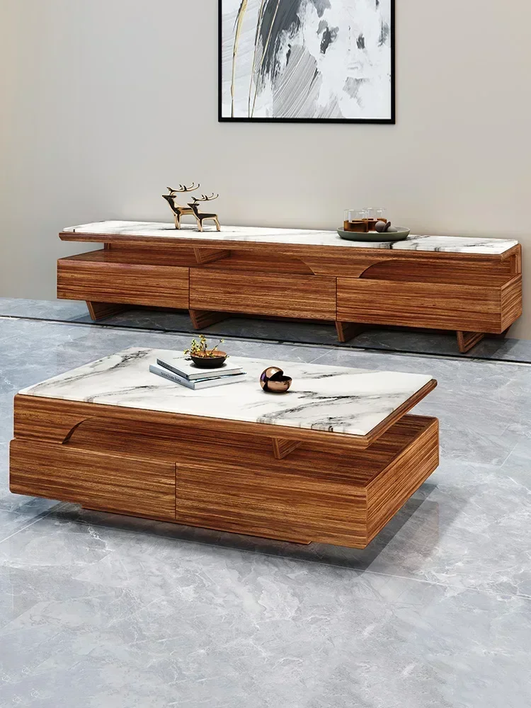 New Chinese Style Ugyen Wood Marble Rectangular Tea Table