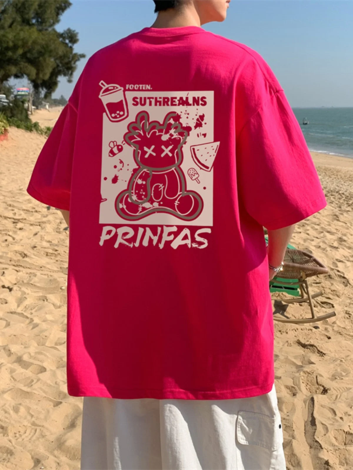 

Cleanfit Pink ort Sve T-irt Men's Summer Trendy Loose f Sve Teenage Body T-irt Casual Sle Breathable round Ne