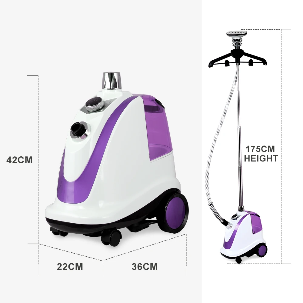 Ferro da stiro verticale a vapore per indumenti Vendita calda di alta qualità portatile con grande serbatoio dell'acqua Famiglia commerciale per tende per vestiti 2200W