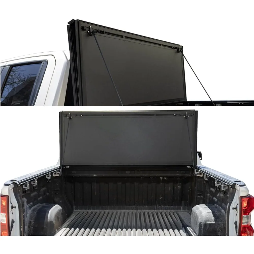 غطاء شاحنة صلب منخفض الطي ثلاثي الطي قابل للطي لسرير تونيو 2019-2025 تشيفي سيلفرادو/جي إم سي سييرا 5 بوصة 8 بوصة (69.6 بوصة)