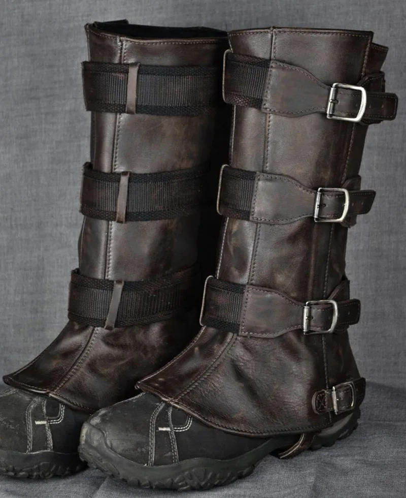 Mittelalterliche Motorrad-Beinschutzstiefel Steampunk Ritter Piraten Cosplay Kostüm Erwachsenen Halloween Renaissance Rüstungsleggings – Detail 8