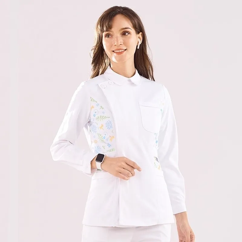 New Nurse Dress Scrubs sets Vitality Healthcare Tunic White Women Pet Vet Beautician Work Uniform Style Nursing Robe Dresses