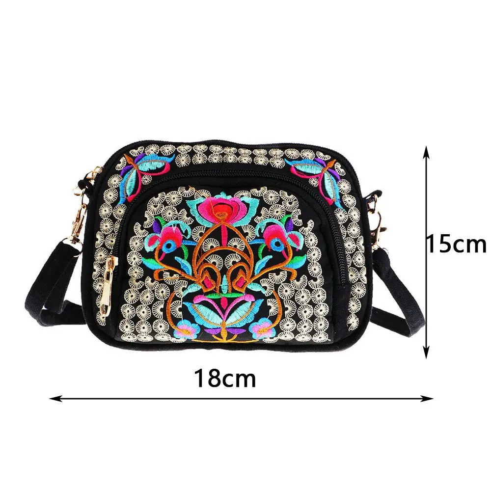 Vintage Ethnic Shoulder Bags Fashion Retro Embroidery Canvas Purse Messenger Pouch Embroidery Boho Travel Handbag Crossbody Bag