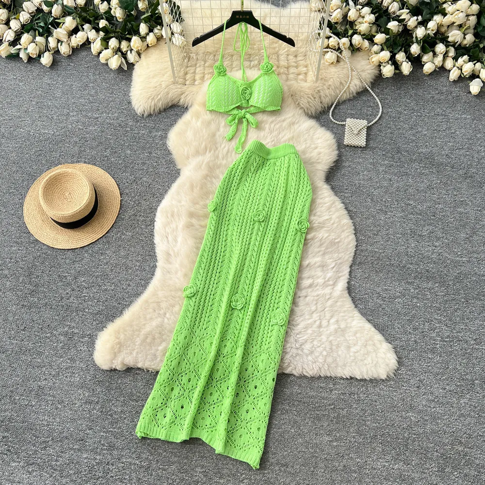 

Women Two Piece Sets Skirt Set Strapless Sleeveless Sexy Short Tops Long Skirts A Line High Waist Y2k Streetwear Elegant Beach