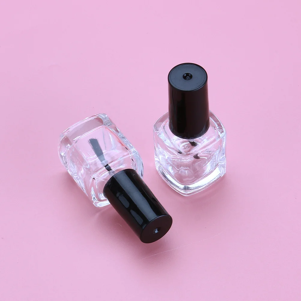15Pcs Nail Polish Bottle Transparent Glass with Brush Black Cap for DIY Empty Container Reusable Chic Liquid Packaging