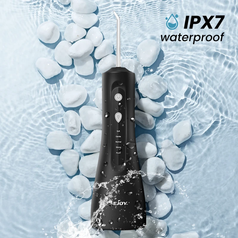 Sejoy Water Flosser Cordless Oral Irrigator for Teeth Cleaning Denture Brushes for Home Travel 5 Dental Tips IPX7 Portable