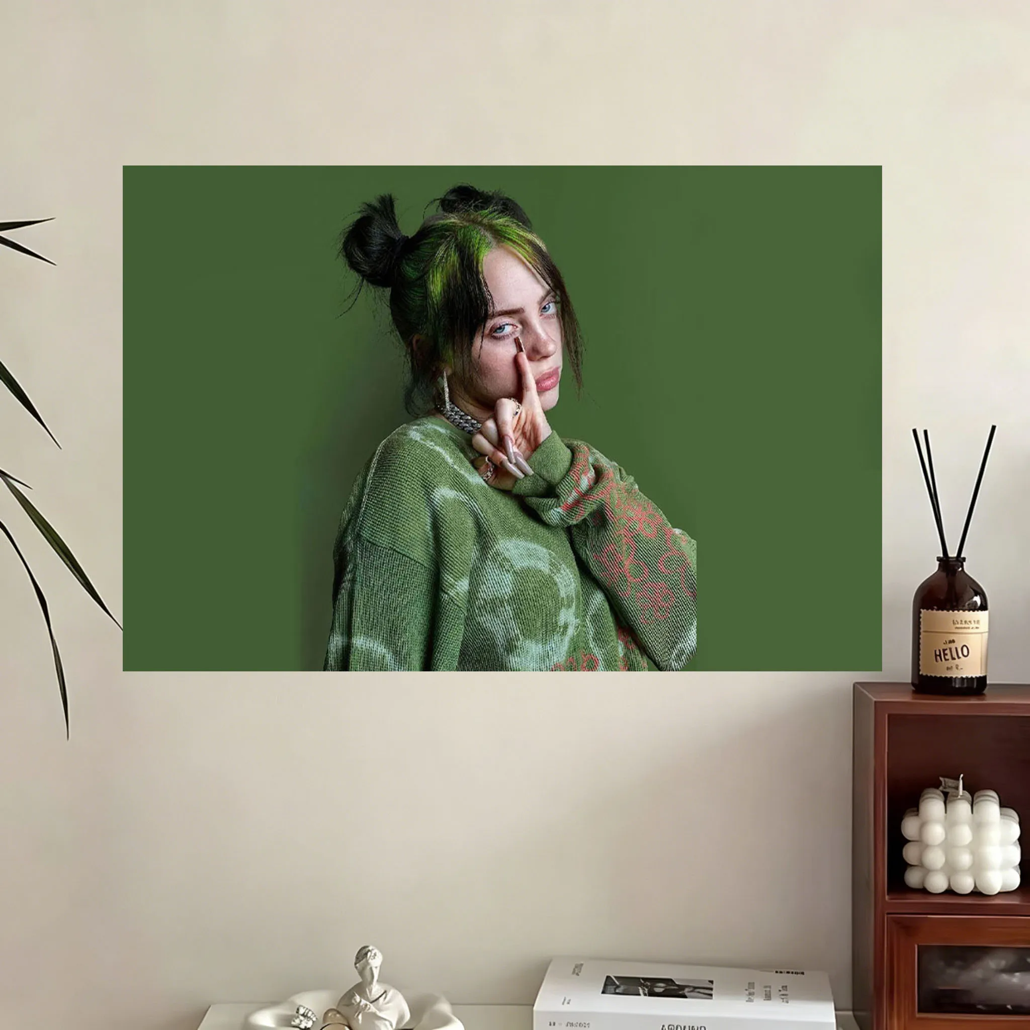 1pc Green Around Billie Vintage Style Flag Tapestry Aesthetic Music Theme Suitable For Bedroom Dormitory Easter Decor