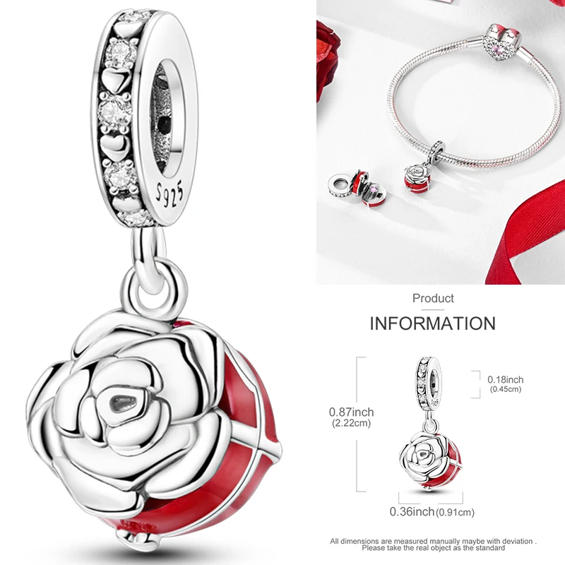 925 Sterling Silber Liebesherz-Charm-Perlen Paar Romantisch Passend für Original-Armband Valentinstag Jahrestag DIY Damenschmuck – Detail 20