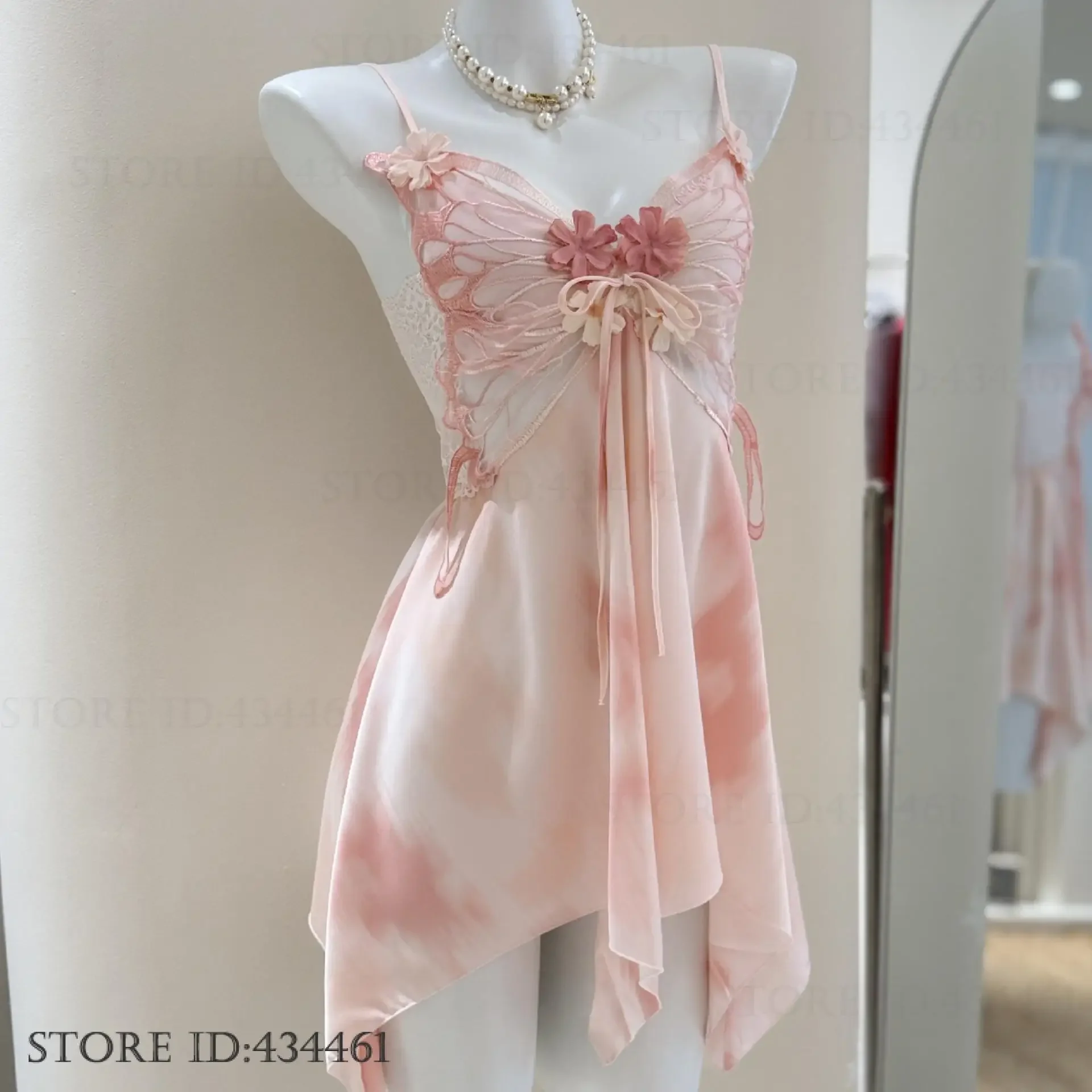 الجنية قزم الحمالة ثوب النوم الملابس الداخلية مثير فراشة الدانتيل قميص النوم باس النوم ملابس المنزل الصيف ملابس نوم نسائية جديدة #4