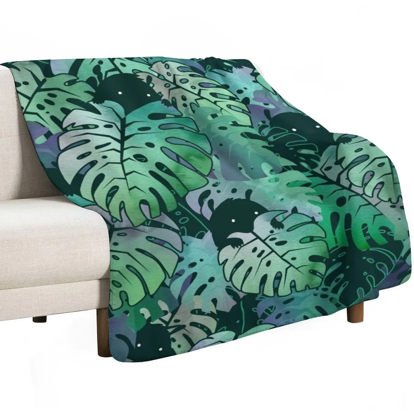 Monstera Monsters Throw Blanket Weighted Furrys Warm Flannel Fabric anime Retros Blankets