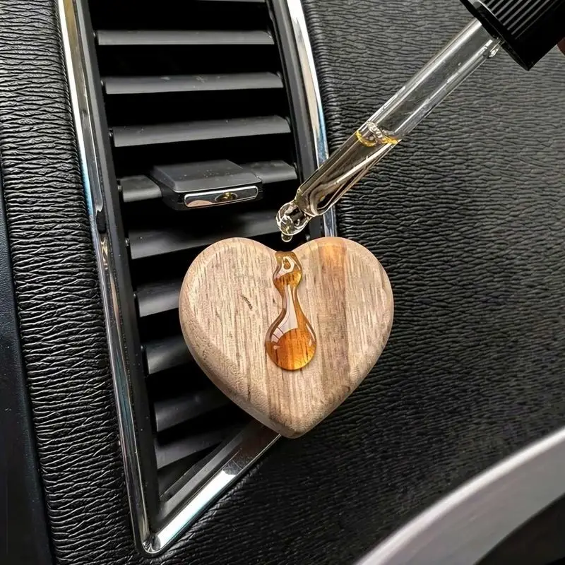 1/3Pcs Heart Shaped Wooden Car Air Outlet Aromatherapy With Long Lasting Natural Grain For Interior Air Freshening Decor