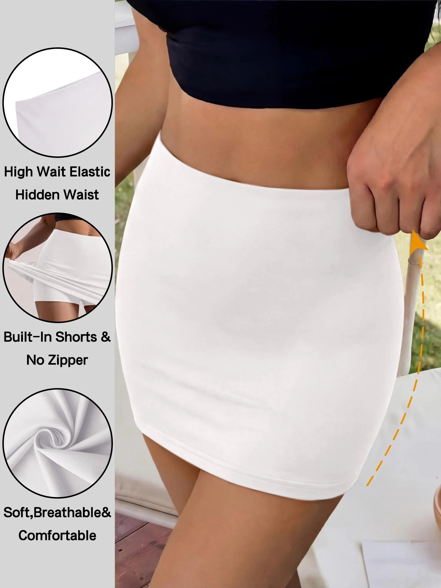 Spicy Girl Y2K Soft Knit Mini Skirt Built‑in Anti‑Exposure Safety Shorts Elastic Waist Solid Bodycon Skirt Street Party Wear