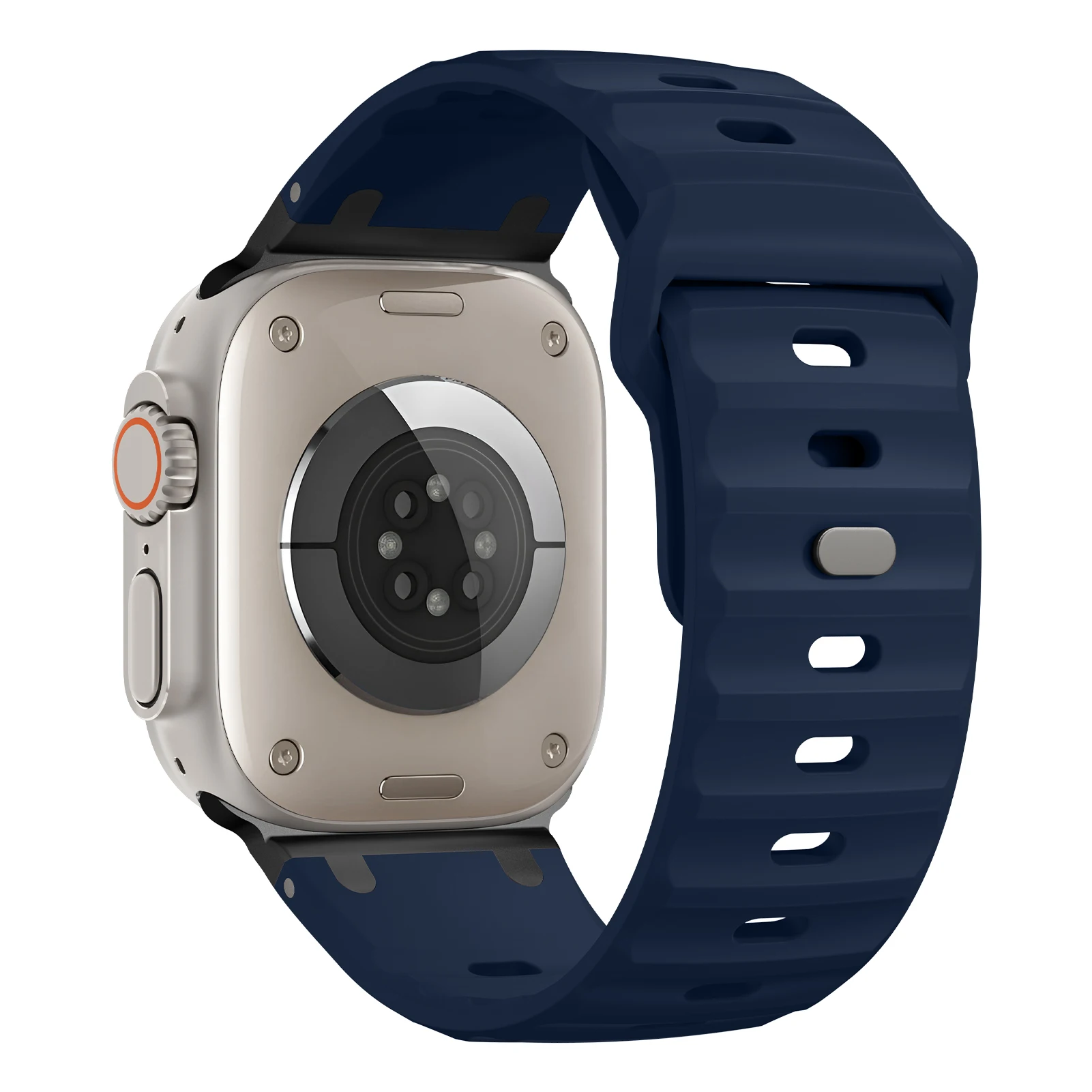 حزام سيليكون معدني لساعة أبل 45 ملم 44 ملم 42 44 ملم سوار رياضي كوريا سوار iwatch Series 5 7 8 9 Ultra 2 49 ملم