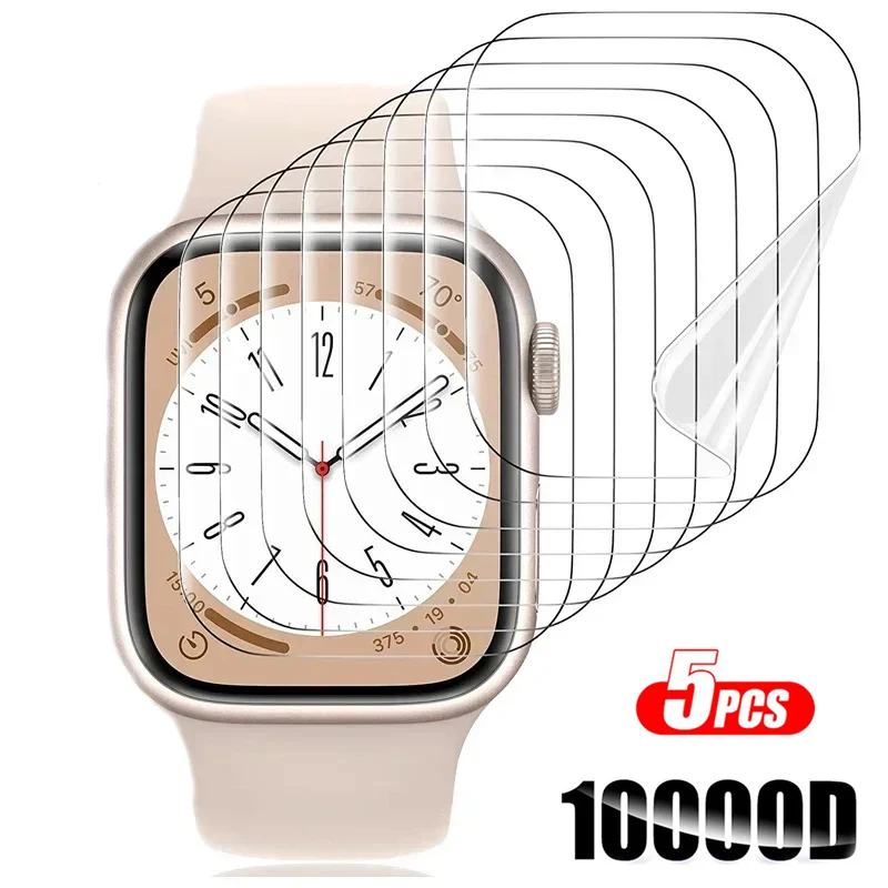 Displayschutzfolie für Apple Watch 46 mm, 45 mm, 41 mm, 44 mm, 40 mm, 42 mm, 38 mm, 49 mm, klare Hydrogelfolie, iWatch-Serie Ultra 10, 9, 8, 7, 6 SE