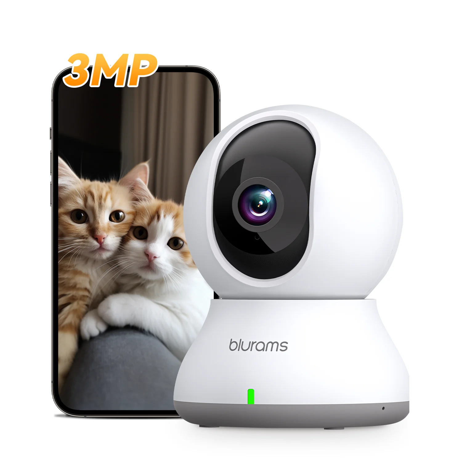 Blurams 2K 2.4GHz WiFi Indoor Camera for Home Security, 360° PTZ Pet Dog IP CCTV Camera with Phone App, 2-Way Talk, Night Vision