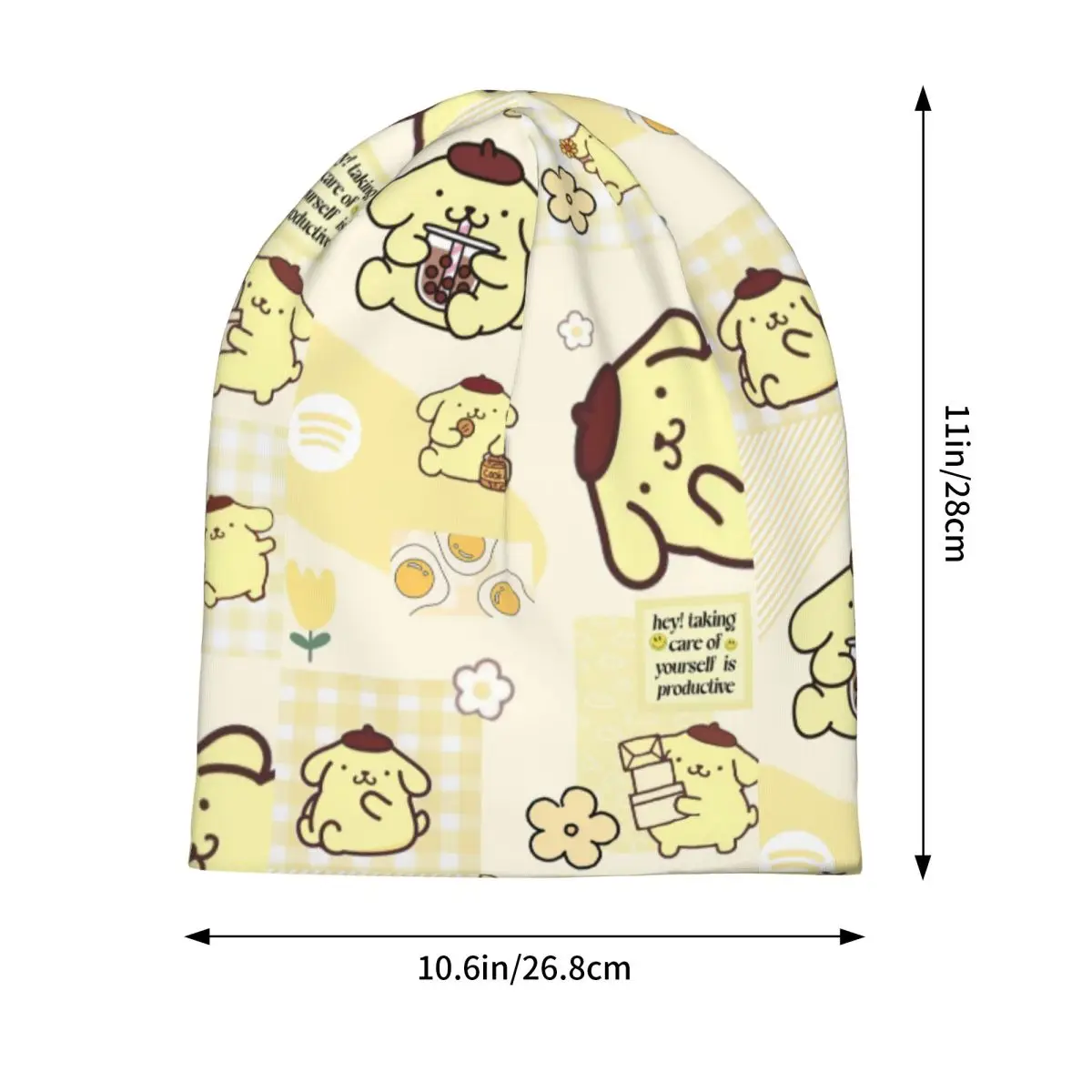 ポムポムプリン ボンネット帽子 ヴィンテージ ストリート スカルキャップ ビーニー帽子 かわいい漫画柄 メンズ レディース 春用 ヘッドラップ キャップ