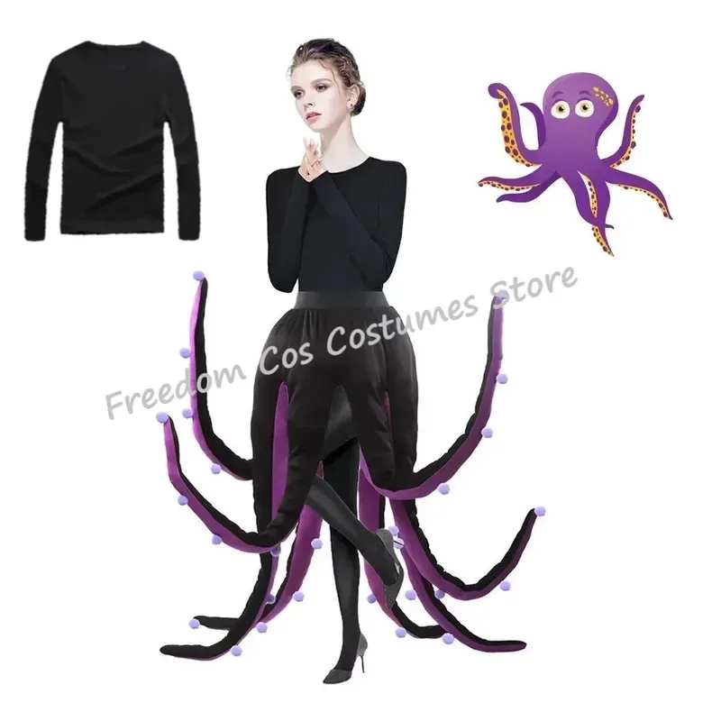 Ursula Cosplay Fantasy تنورة ملابس الكبار الأخطبوط الملابس الإبداعية مخلوق البحر زي للنساء عيد الهالوين