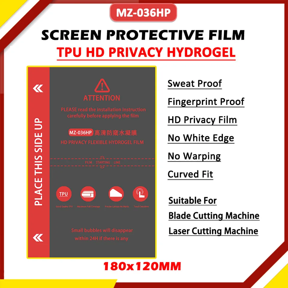 50 piezas de película de privacidad TPU HD mate anti-espionaje para protector de pantalla LCD, universal para todos los teléfonos móviles, máquina de corte y protección 3