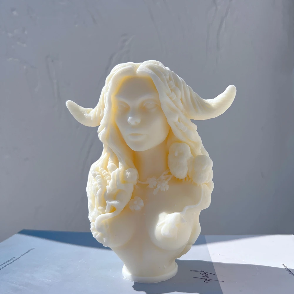 Lady Statue Candle Mold Goddess Bust Silicone Molds Greek Art Woman Sculpture Wax Tool