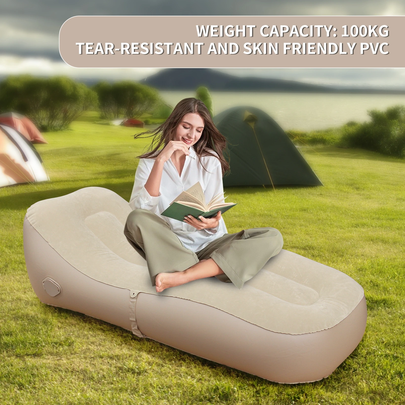 Air Sofa Bed with Detachable Built-in Pump, Fast Inflation & Deflation Auto-Inflating Mattress for Camping, Backpacking, Hiking