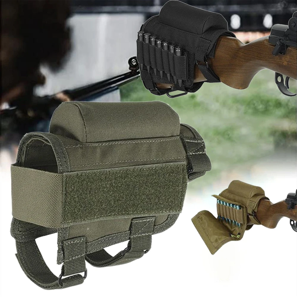 

Outdoor Tactical Butt Stock Airsoft Molle Rifle Cheek Rest Pack Hunting paintball Shooting Carrier Bag Round Shell Bullet Holder