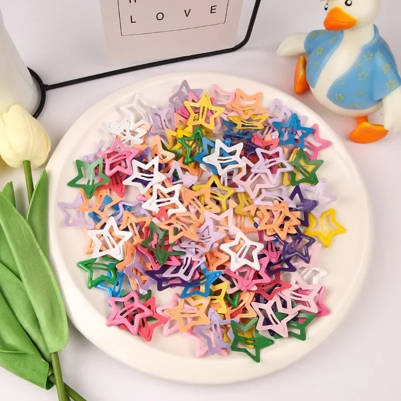 

10pcs Cute Colorful Star Heart Waterdrop Shape Hair Clips For Girls Children Lovely Hair Decorate Hairpins Kids Hair Accessories