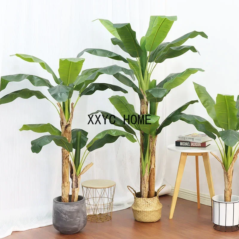 150cm/4.9FT Artificial Large Banana Tree Potted Tropical Fake Green Plants Palm Leafs Bonsai for Home Office Garden Decor