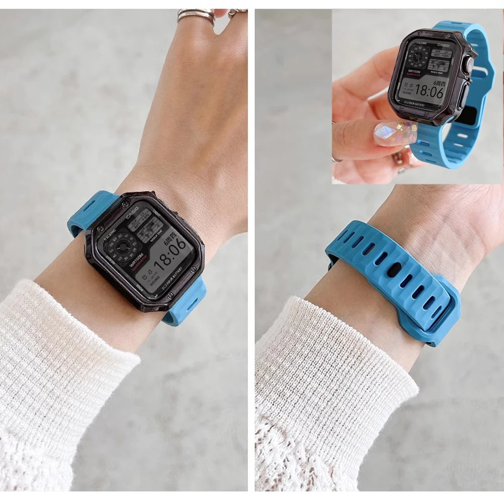 Custodia + cinturino per cinturino Apple Watch Ultra 2 49mm bracciale sportivo in Silicone colorato per Apple Watch 38/40/41mm accessori per Cover