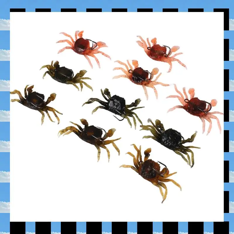 

ABME 10 Pcs Crab Bait, 3D Simulation Crab Soft Bait With Pointed Hook, Sea Fish Bait Buckle, Sea Fish Fishing Tackle Tools