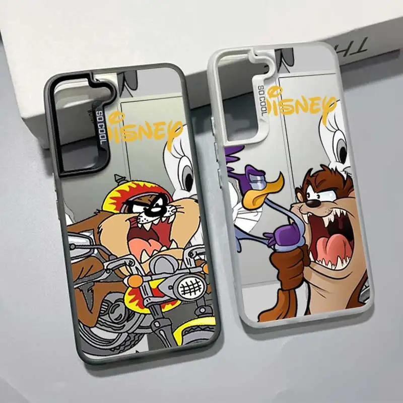 Matte Case For Samsung Galaxy A54 A51 A71 A50 A73 A34 A23 A33 A21 53 A52 Cover Lens Frame Plated Silver Disney Bugs Bunny Cycle