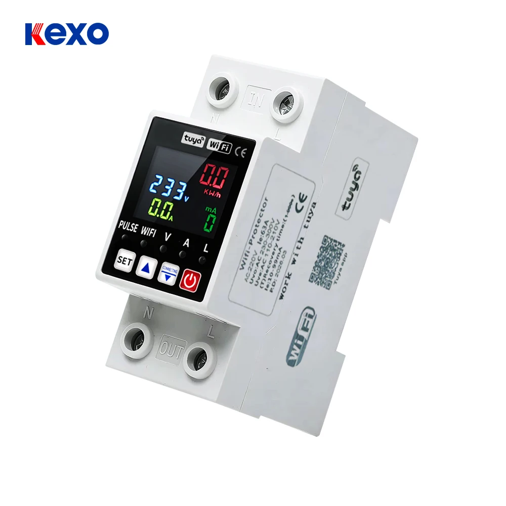 Tuya WiFi Smart Enery Power kWh Meter Monitor Under Over Voltage Current Earth Leakage Protector Time Relay Switch Breaker