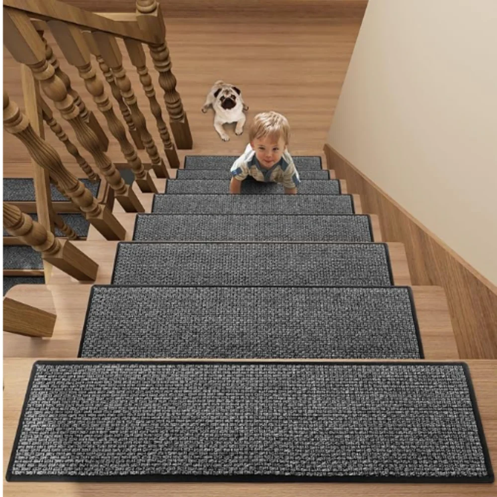 VIKAMA Stair Treads Wooden Steps Safety Stair Mat Stairs Non-Slip Waterproof Carpet Suitable For Stair Floor Mat Home Decoration
