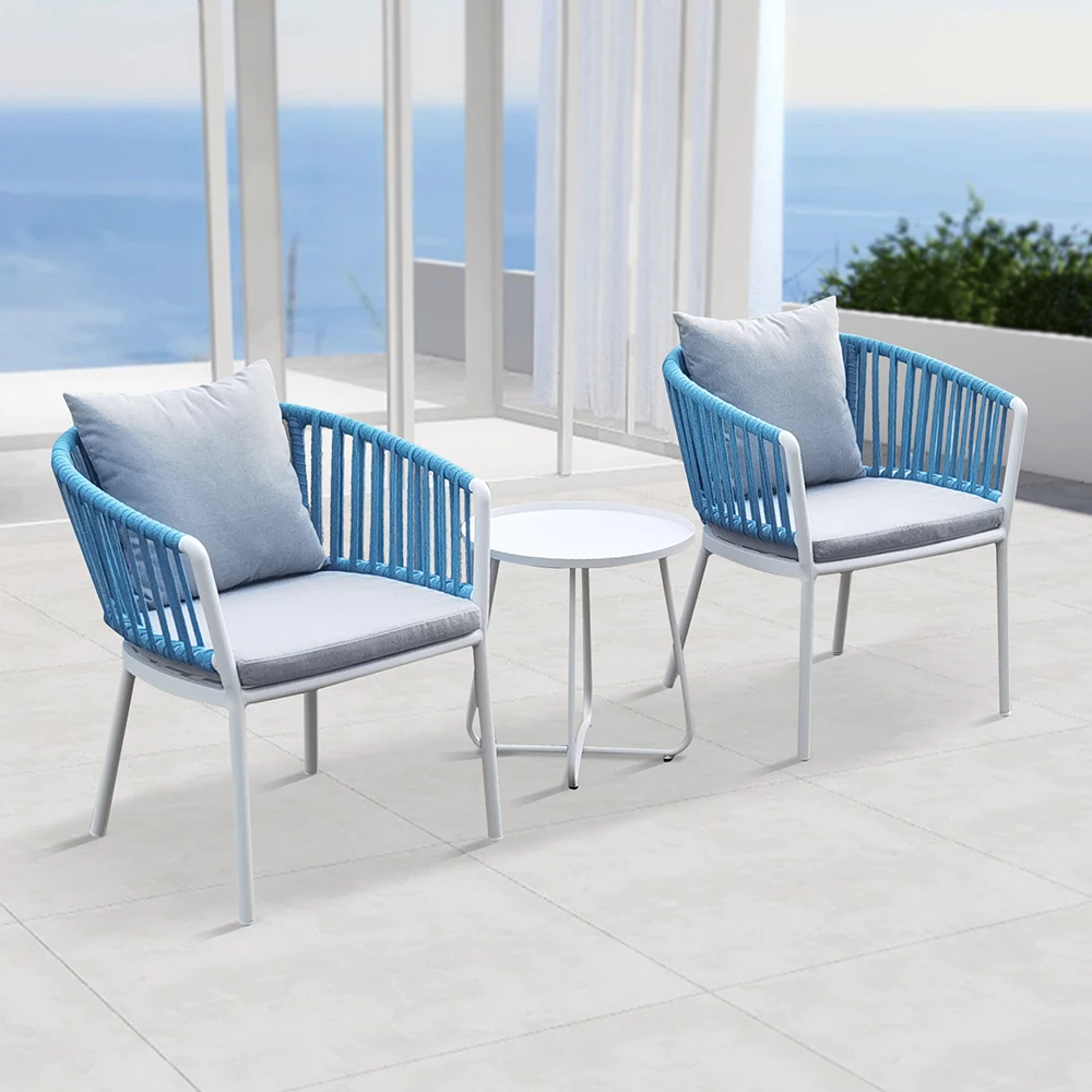 xx-Hotel Rope Furniture With Outdoor Dining Set Garden Dining Chair Restaurant Patio Furniture