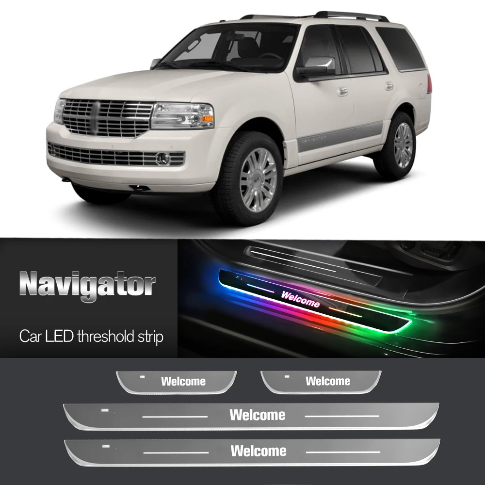 Car Door Sill Light For Lincoln Navigator 2007-2023 2008 2018 2021 Customized Logo LED Welcome Threshold Pedal Lamp Accessories