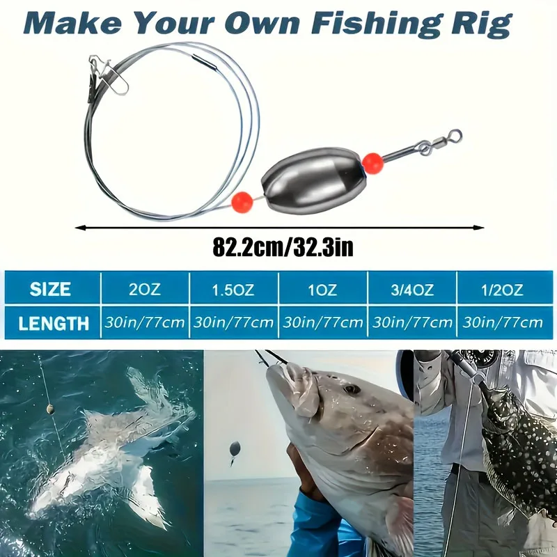 4-Pack Ready-to-Fish Saltwater Rig Kit | Bottom Fishing Setup with Egg Sinkers for Snapper, Flounder, Catfish