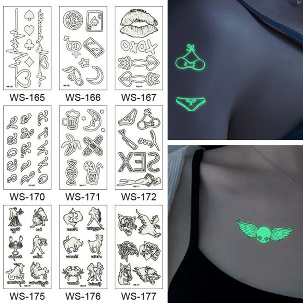 1/20PCS Luminous Tattoo Stickers Cartoon Animal Face Stickers Suitable for Carnival Parties And Music Festivals Transfer Tattoos